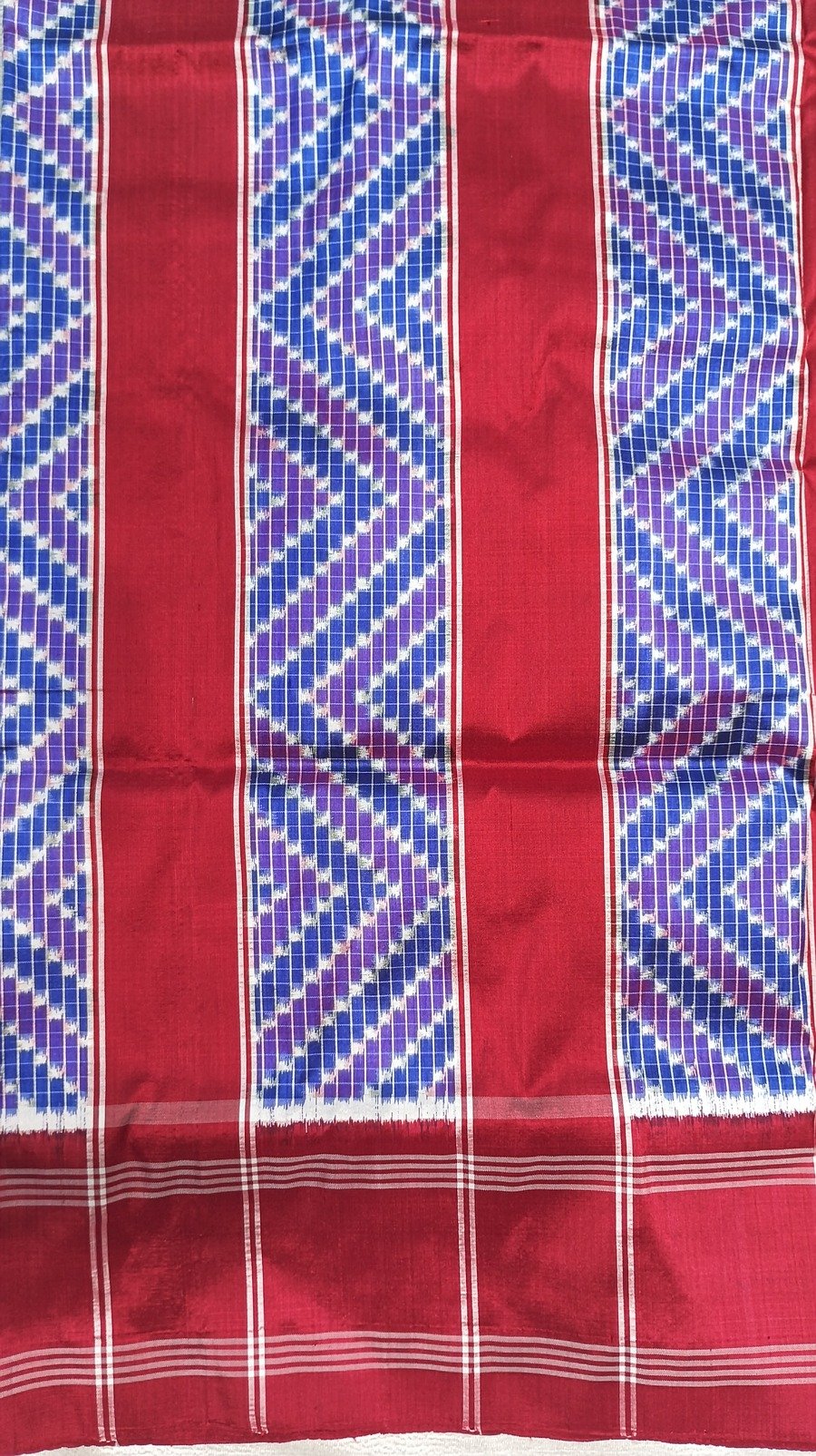 Blue Double Ikat Telia Rumal Silk Saree - Image 3