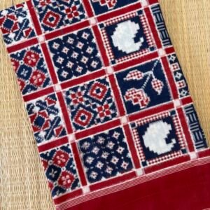 Blue Red Telia Rumal Cotton Saree