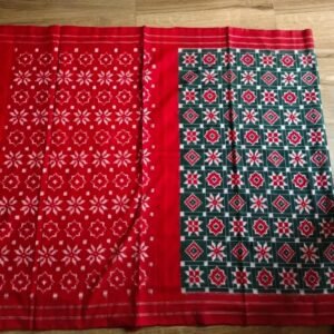 Green Double ikat Telia Rumal saree