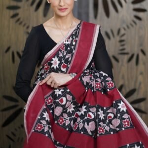 Black Telia Rumal Cotton Saree