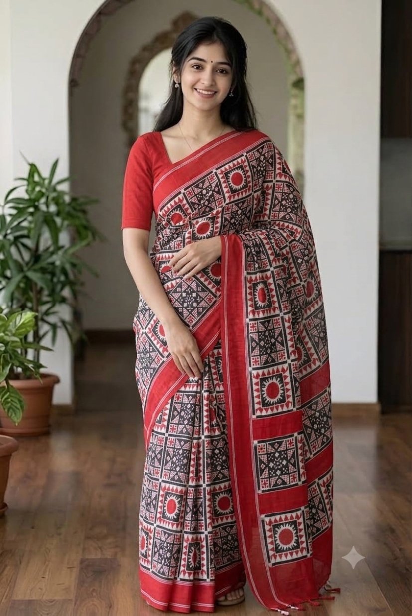 Telia Rumal Double Ikat Cotton Saree