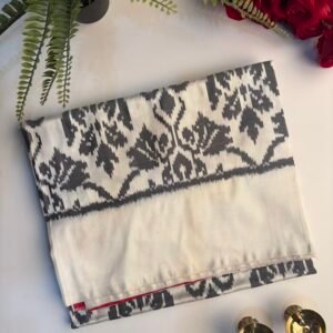 White Handloom Ikat Silk Saree