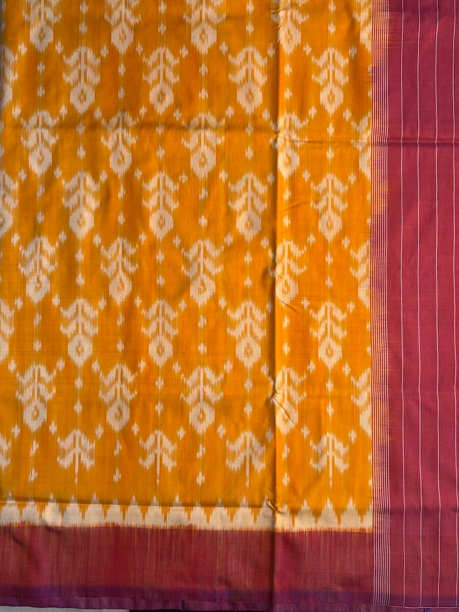 Natural Dye Pochampally Ikat Silk Saree - Image 3